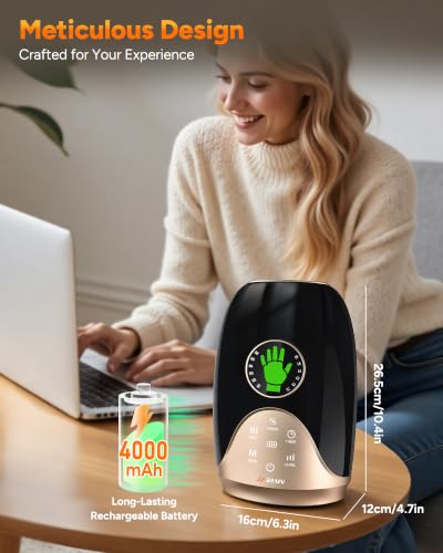 Cordless Hand Massager with Heat and Compression, Finger Stretch