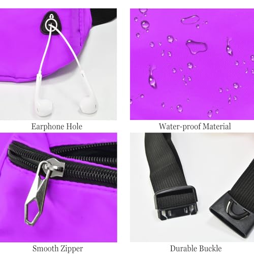 Fanny Pack for Women Men,Crossbody Water Resistant Sports Waist Bag Pack - color: 1pack-purple