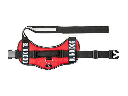 Doggie Stylz Blind Dog Harness, Adjustable Service Dog Vest - color: Red, size: Girth 14-18"