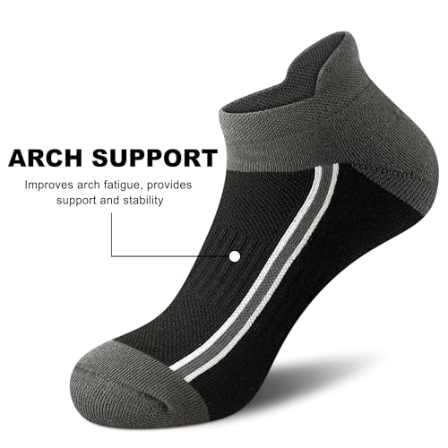 Gonii Men's Running Athletic Ankle Socks - Thick Cushioned Low Cut Socks - color: 5 Pairs Black, size: 9-12