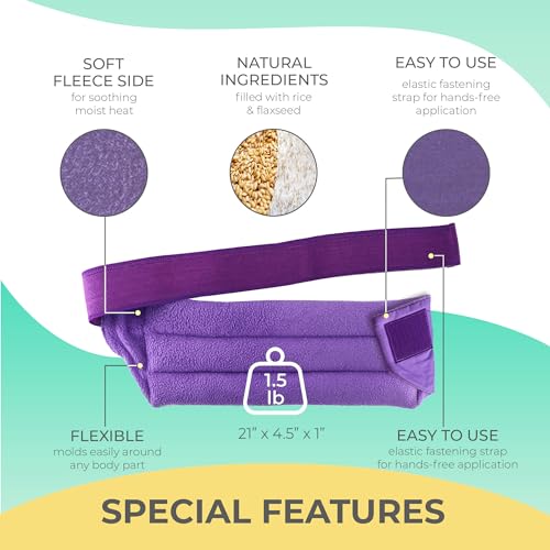 Microwavable Heating Pad for Lower Back and Menstrual Cramps - Moist Microwave Heating Pad for Muscles and Joints - Natural Microwave Hot Pack Heat Pad for Lower Back Pain - 1 Pack Purple