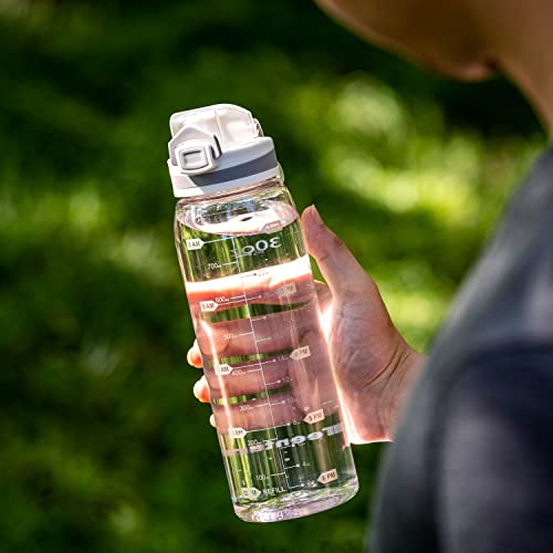 30oz Tritan Water Bottle with Time Marker, 1-Pack, Clear - color: Clear