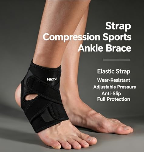 Ankle Brace Elastic Ankle Supports for Men Women, Adjustable Ankle Compression Brace, Plantar Fasciitis Relief Achilles Tendonitis Brace Achilles Tendonitis Wrap, Ankle Brace Basketball Football Running, Pack of 1