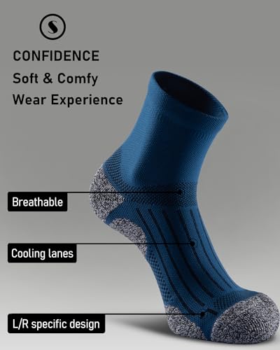 Quarter Compression Socks for Men Women, Cushioned Running Hiking Socks - color: Harbour Blue (4 Pairs), size: X-Large