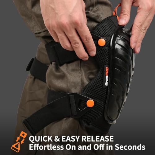 GRENPRO Heavy Duty Work Knee Pads, Quick Release Buckle for Construction - color: Upgraded Black
