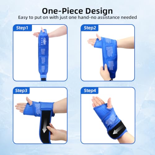 Wrist Ice Pack Wrap for Carpal Tunnel Relief, Gel Ice Packs for Injuries - color: Blue
