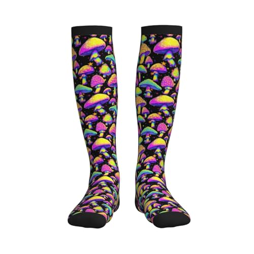 Compression Socks Women Knee High Support Circulation Stockings for Running Cycling Flying - color: Mushroom