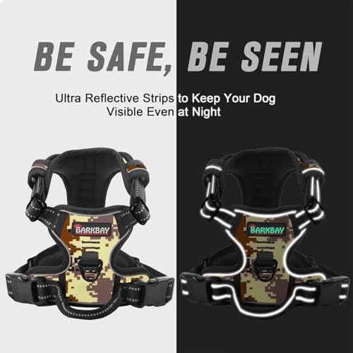 BARKBAY Dog Harness No Pull for Small Sized Dog Front Back Clips,Dog Vest - color: Desert Camo, size: X-Small(Chest:15.5-19.5”)
