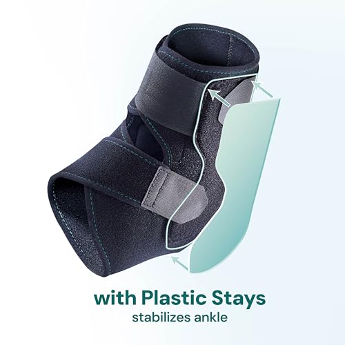 OPPO RA300 Adjustable Ankle Stabilizer Brace with X-Straps, Black, Pack of 1