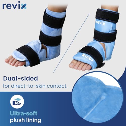 REVIX Extra Large Knee Ice Pack Wrap Around Entire Knee and REVIX Ankle Ice Pack Wrap for Foot Pain Relief and Feet Injuries