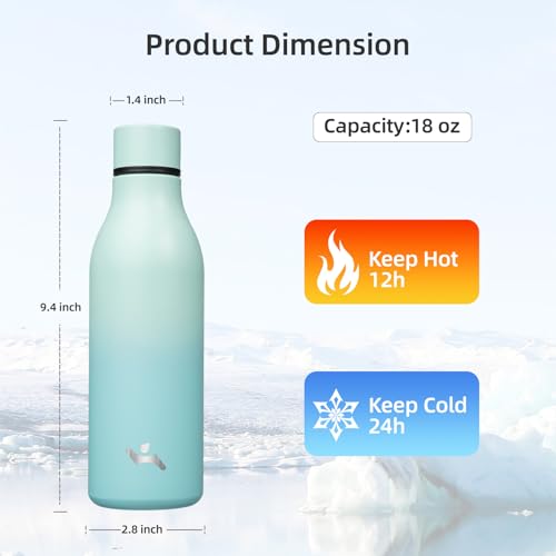 Konokyo 25 oz Insulated Stainless Steel Water Bottle, Gray - color: Mint, size: 18 Ounces