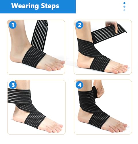 Mealah Elastic Ankle Compression Bandage Adjustable Ankle Strap Heel Brace Wraps Breathable Ankle Band for Stabilising Ligament