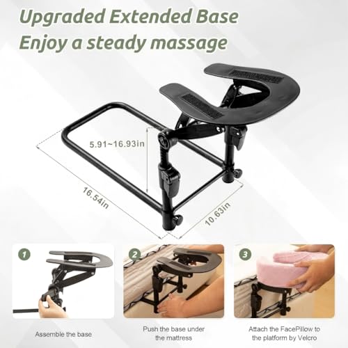 Massage Headrest for Bed, Head Holder & Face Cradle with Face Down Pillow - color: Pink, size: Extended