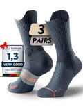 Juclise Men's Compression Running Crew Socks, 3 Pairs - color: Charcoal, size: Medium