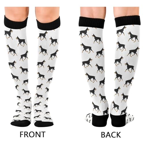 Compression Socks for Women & Men Knee High Socks - color: Doberman Dog