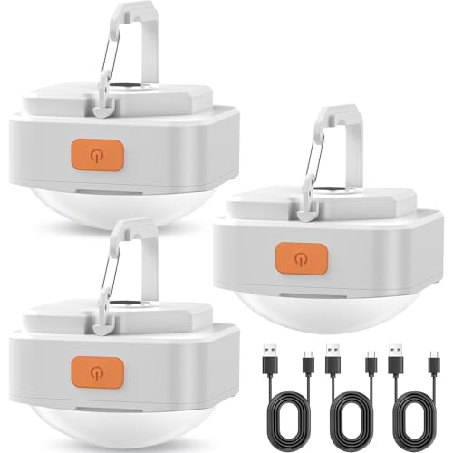 FLY2SKY 3 Pack LED Rechargeable Camping Lights Tent Lantern Mini Emergency - style: 3 Pcs White