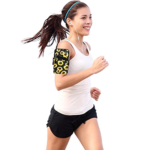 Cell Phone Armbands Pouch for Women Running Bag Compatible with Cellphone 6.28 Inches Full-Screen, Sunflower - color: Sunflower