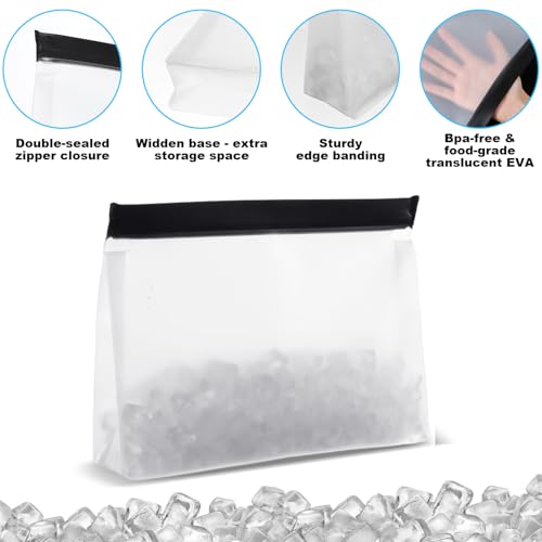 8 Pack Reusable Ice Storage Bags – 10” x 7.3” x 2.2” Leakproof Freezer Bags, BPA-Free EVA, Secure Zip Seal for Ice, Food & Travel