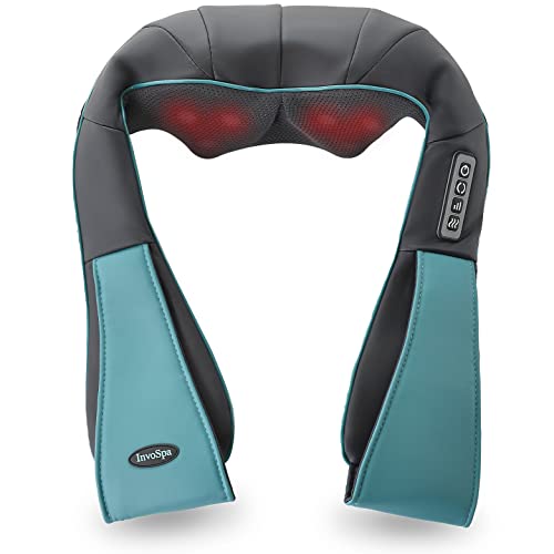 InvoSpa Shiatsu Neck and Back Massager with Heat - Deep Kneading Pillow for Massage - Electric Full Body Massager - color: Blue