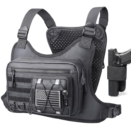 RXW Chest Bag for Men Women, Tactical Chest Rig Holster, EDC Chest Pack - color: Black