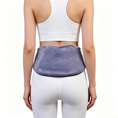 Microwave Heating Pad for Back Pain Relief, Flaxseed Microwavable Heating Pad with Removable Washable Flannel Cover, Moist Heating Pad for Period Cramps & Muscle Relaxation,10''x18'' - color: Gray