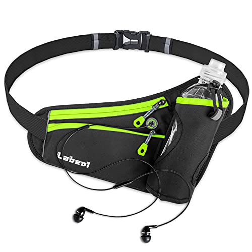 Running Belt, Waterproof Hydration Belt with Water Bottle Holder Hiking Walking Waist Pack Reflective Adjustable Fanny Pack Compatible for Phone Waistband Outdoor - color: Green