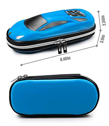 Surpop Supercar Pencil Case, EVA Hard Shell for Kids and Teens, Blue - color: Blue