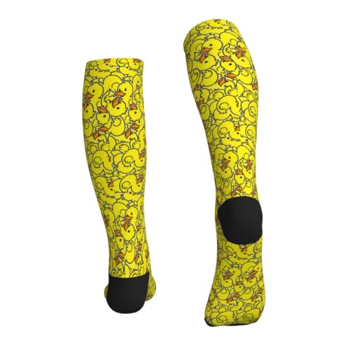 Avocado Compression Socks Women Men Knee High Stock for Running Work Support Nurses Travel - color: Cute Duck