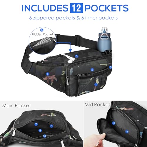 NOOLA Fanny Pack with Water Bottle Holder, Hiking Waist Bag for Men Women - color: Floral