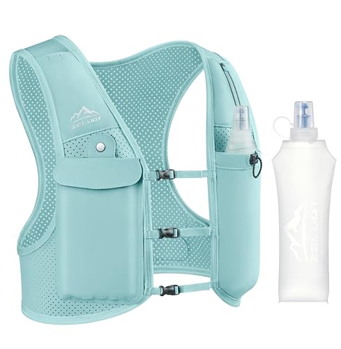 Zelvot Running Vest for Women Men, Touchscreen Phone Pocket - color: Light Blue, size: Medium-Large