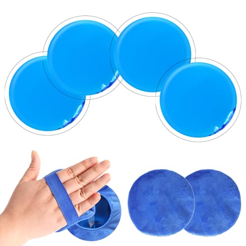 Gel Ice Pack Round Reusable Ice Packs for Injuries Hot and Cold Compress Pain Relief and Swelling Reduction 4 Pcs with 2 Covers