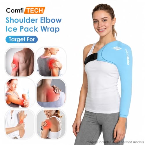 ComfiTECH Shoulder Arm Ice Pack Wrap for Pitcher & Recovery, Blue, M - size: Medium, style: Blue