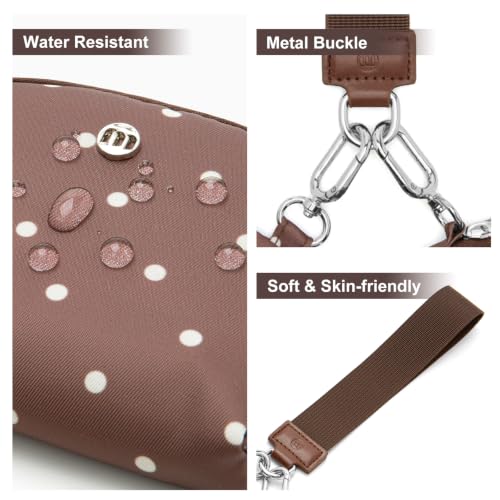 Keychain Wallet Mini Zip Around Wristlet Wallets for Women Detachable Dual Pouch Wristlet Portable Coin Purse Small Wallets (Polka Dot Brown) - color: Polka Dot Brown
