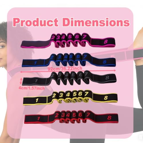 5 Pack Fitness Resistance Bands, Numbered Resistance Bands for Glutes, 8-Section Elastic Training Bands for Yoga, Stretching, Pilates, Fitness