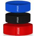 Serious Steel Fitness Hip and Glute Activation Band | Squat & Deadlift Warm-up Band for Hips and Glutes - color: Regular Three Pack (Blue-Medium, Black-Medium, Red-Large)