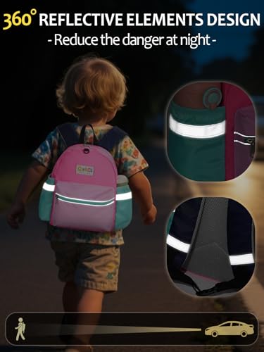 Toddler Backpack with Leash for Boys Girls Kids Kindergarten Nursery, 11” Baby Leash Backpack with Reflective, Toddler Bookbag with Anti-Lost Harness for Walking, Light Pink - color: 1-light Pink