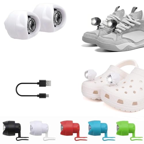 Rechargeable Headlights for Shoes, 2PCS Lights for Shoes, Waterproof Headlights, Novelty Running Lights for Runners, Shoes Lights for Camping, Dog Walking, Night Running - color: White
