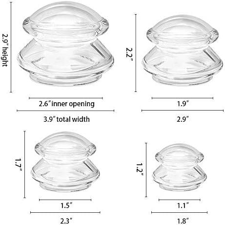 ICUPPING Clear Silicone Cupping Therapy Set, 4 Body Massage Cups (4 Cups) - size: 1XL+1L+1M+1S (4 pcs)