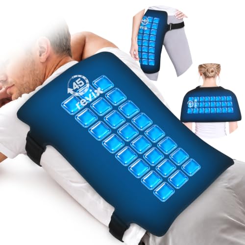REVIX 45-Min Cooling Full Back Ice Packs, Reusable Gel Ice Wrap for Back - color: Black - With Ice Grid Gel