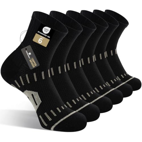6 Pairs Copper Ankle Compression Socks for Men and Women - color: Black*6, size: Large-X-Large