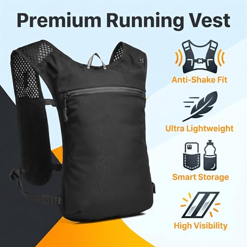 Running Vest for Women and man,Womens Running Vest for Bladder Anti-Shake Breathable Running Backpack Unisex Outdoor Hiking Running Gear Water Pack Backpack（Black） only Bag