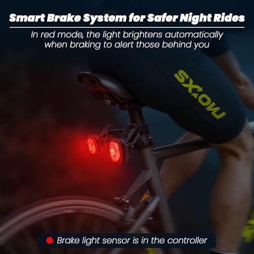 Luvan Smart Bike Light with Remote Controller - Sync Front & Rear LED Light Set, 5 Night & Daytime Mode | Turn Signals | Brake Lights, Rechargeable Bicycle Light for Night Riding, Dog, Running,Scooter - color: 6pcs Lights + Remote Controller