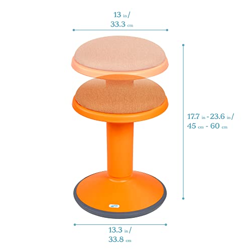 ECR4Kids Sitwell Wobble Stool with Cushion, Adjustable Height, Active Seating, Orange - color: Orange