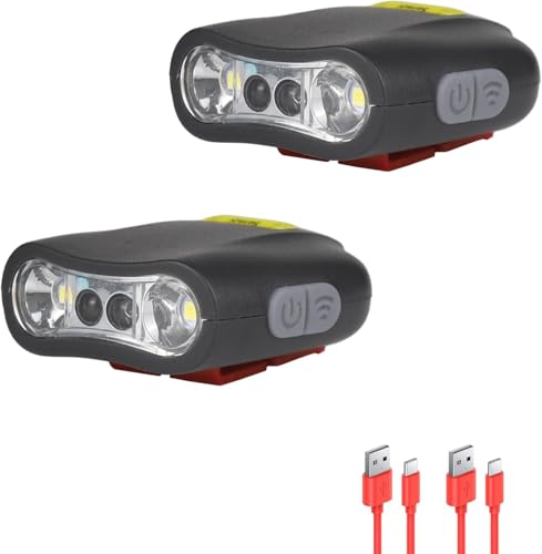 2 PC Motion Sensor Clip On Hat Light Rechargeable 90° Adjustable Waterproof