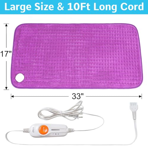Boileau Electric Heating Pad for Back Relief, Extra Large 17"x33" XXXL - color: Purple