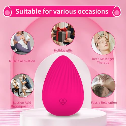 Massage Ball for Myofascial Release, Handheld Portable Electric Massage Tool, Joint Trigger Point Therapy, Jaw Muscle Knots and Yoga Therapy, Pain Relief and Muscle Recovery.（Rose Red）