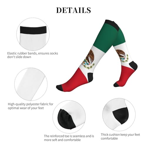Compression Socks Knee High Circulation Support Socks For Women Men Athletic Running Work Hiking Cycling Travel - color: Mexico Flag