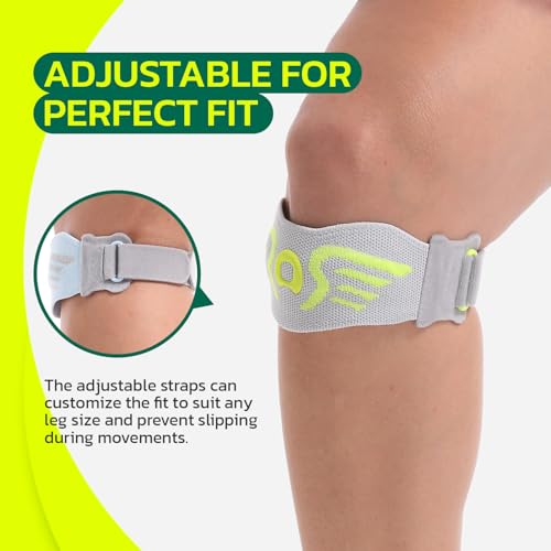 aoFIT 2 Pack Patella Knee Strap Band for Knee Pain Knee Support Patellar Stabilizer Braces Tendon Ergonomic Silicone Pad adjustable Compression for Running Jumping Squats Basketball All Activities