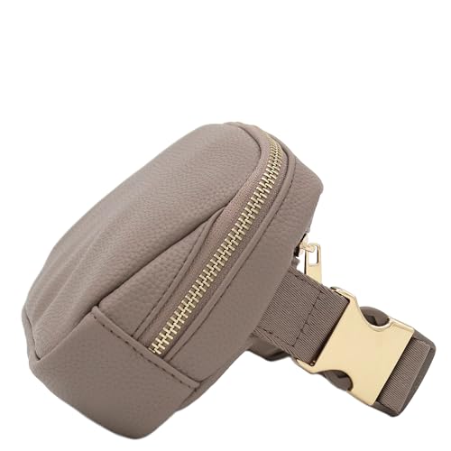 Lightweight Soft PU Pebbled Leather Sling Fanny Pack Belt Bag with Gold Metal Buckle (Dove) - color: Dove
