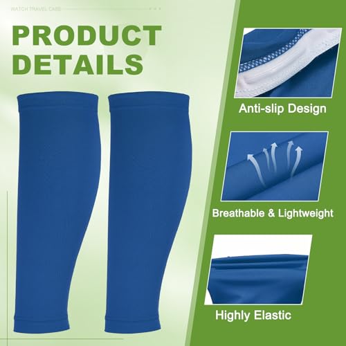 Sun Protection Leg Sleeves, Sports Compression Leg Cooling Ice Silk Sleeves with Anti-slip Silicone Strips - color: Blue